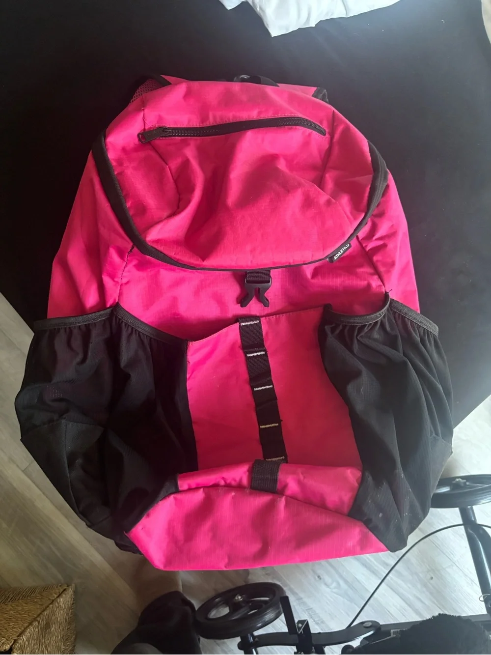Amazon Pink and Black Women's Backpack - Padded Straps